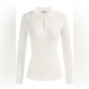Kate Kasin V Neck Polo lightweight sweater Medium
